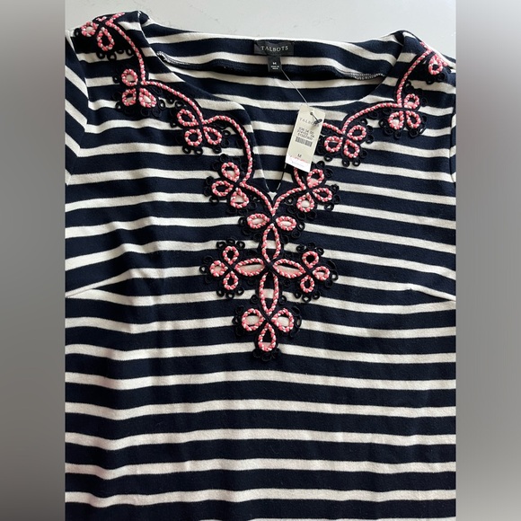 NWT Talbots Embroidered Striped Dress size M - Picture 4 of 4